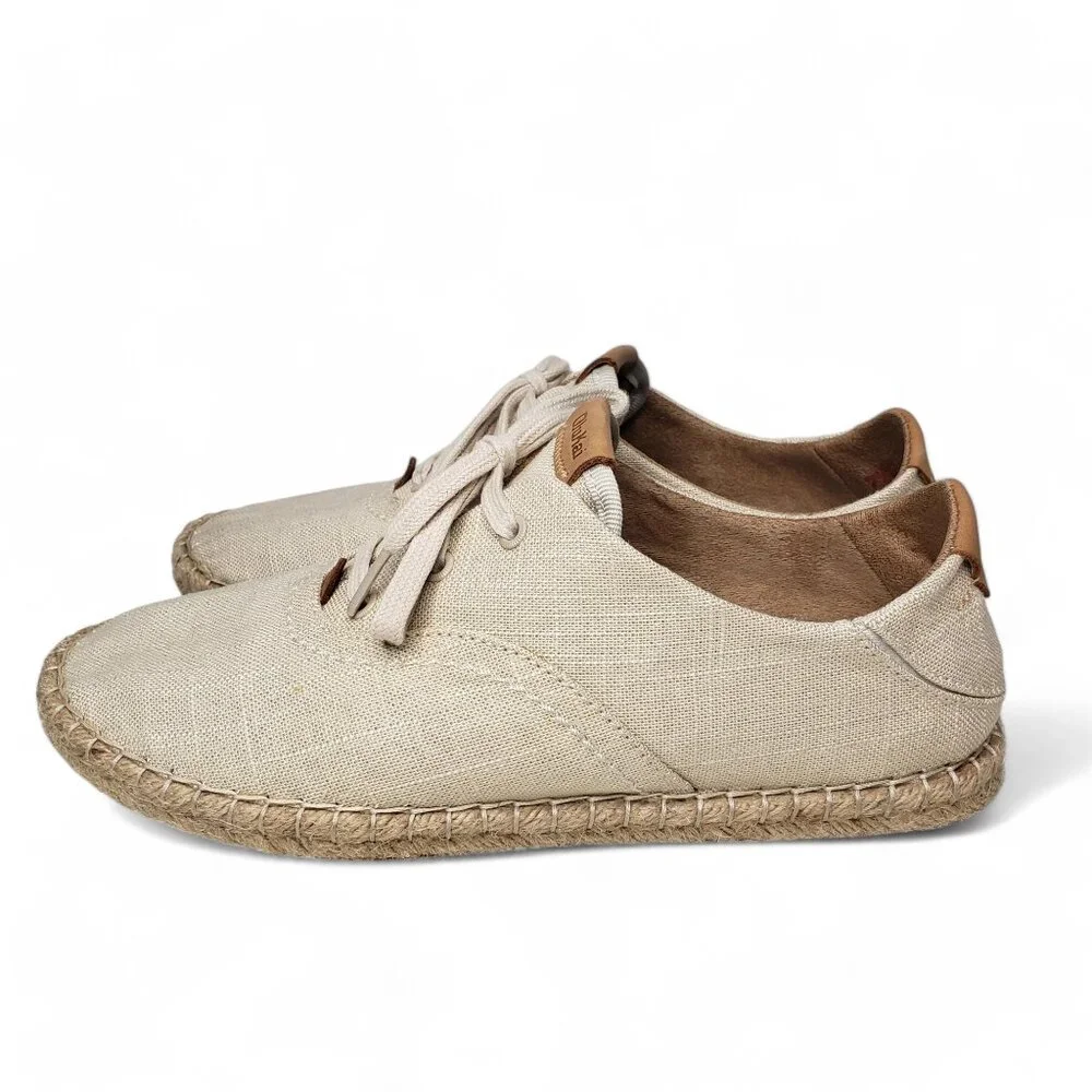 Olukai Pa'a Li Canvas Espadrille Women's Beach Resort Boho Hawaiian Burlap 7.5